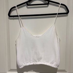 white, v neck, rayon tank top with adjustable straps! Wilfred free - SIZE XS